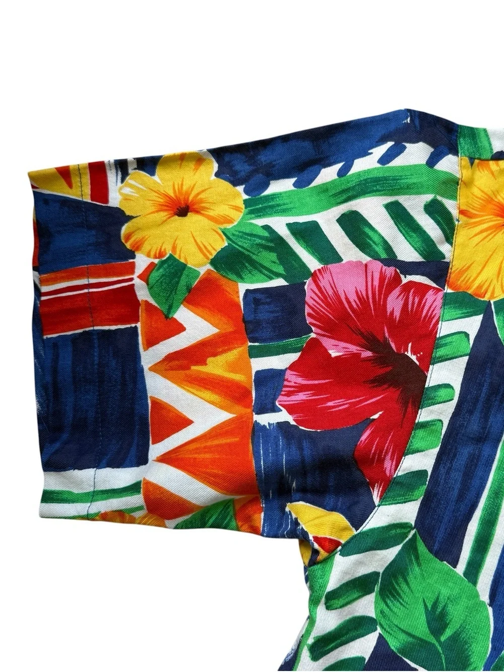 VTG Tropical Floral Two Piece Set Hawaiian Shirt Shorts Matching Resort Set Sz 8